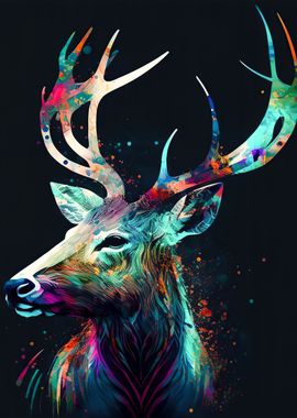 Deer head colorful