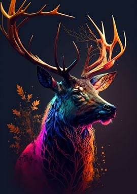 Deer head colorful