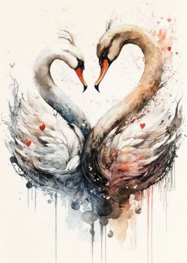 Two Swans in Love