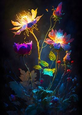 Bright Luminous Flower Art