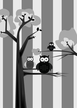 Black White Owls