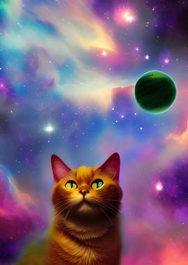 Funny Cat in Space