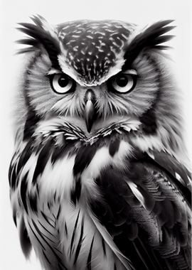 Owl Black and White