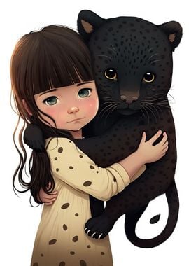 Black panther and Girl Hug