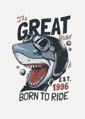 Cartoon shark in biker