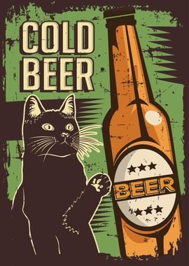 Cat cold beer