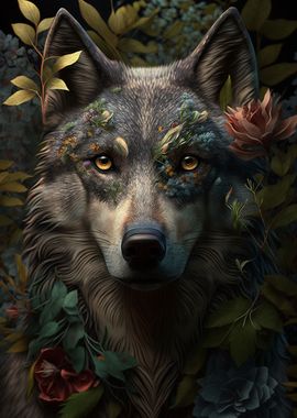 Wolf in jungle style