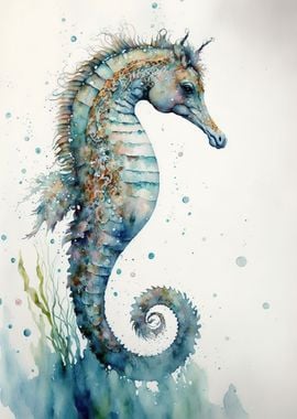 Watercolor seahorse 