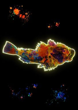 Neon fish' Poster, picture, metal print, paint by Morgan Moorhead