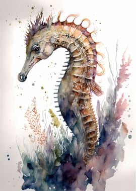 Watercolor seahorse 