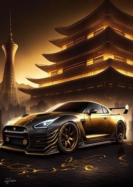 Shanghai night golden car