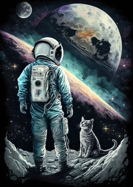 Astronaut and Cat