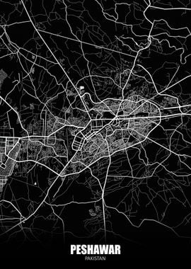 Peshawar Pakistan Dark Map