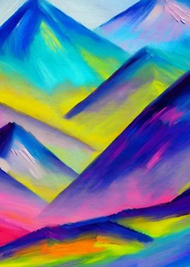 Colorful mountains paint