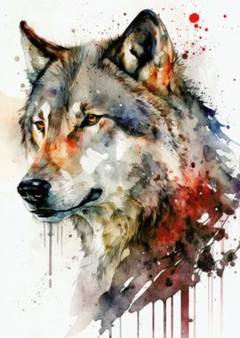 Wolf Portrait Watercolor