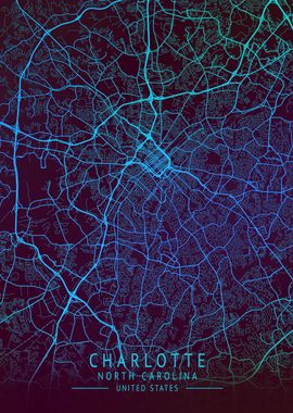 Charlotte USA City Map