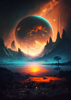 Sunset Of Planet Landscape