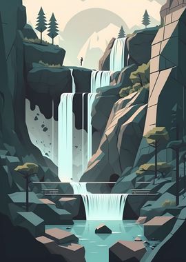 Flat Design Waterfall