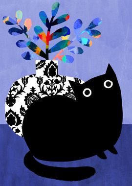 Black Cat on Lavender