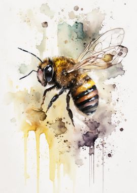 Buzzing Bee Watercolor