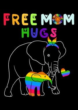 Free Mom Hugs Elephant LGB