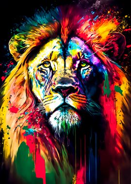 Art Poster Paint Lion
