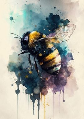 Buzzing Bee Watercolor