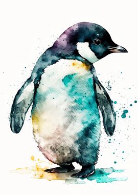 Cute watercolour penguin