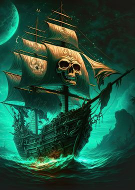 Pirate Ship' Poster, picture, metal print, paint by Aron Sellers