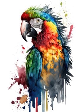 Parrot in watercolor