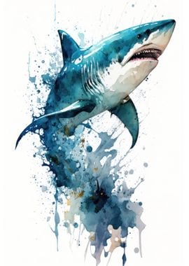 Shark in watercolor