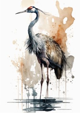 Graceful Crane Watercolor