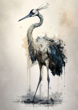 Graceful Crane Watercolor