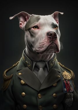 An elegant pit bull in mil