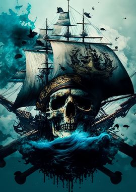 Pirate Ship' Poster, picture, metal print, paint by Aron Sellers