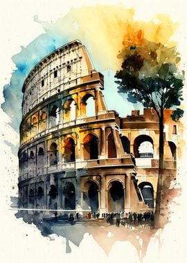 Colosseum Charm Watercolor