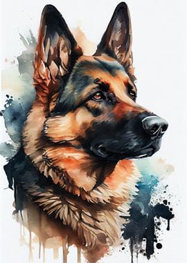 German Shepherd Watercolor