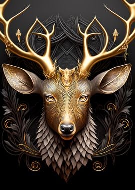 Queen Deer Golden Art Deco