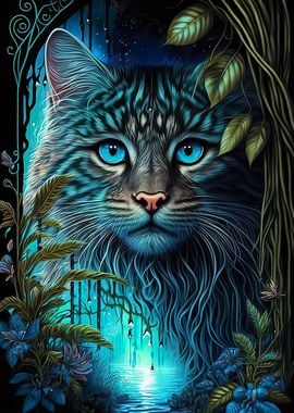 Blue eyes Cat in Jungle