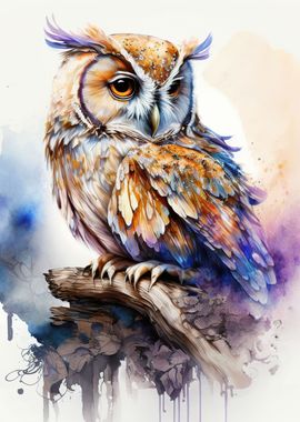 Owl watercolor 