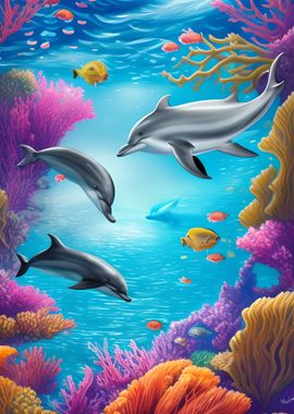 Dolphins Fishes underwater