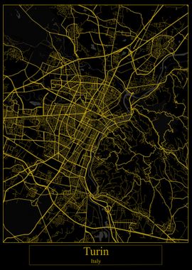 Turin Italy Gold Map