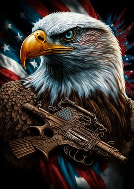 Eagle American Flag' Poster, picture, metal print, paint by Chloe