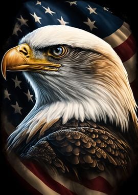 Eagle American Flag' Poster, picture, metal print, paint by Chloe Connelly