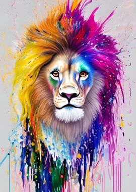 Colorful Lion Animal