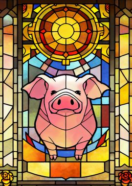 Pig Stained Glass Style