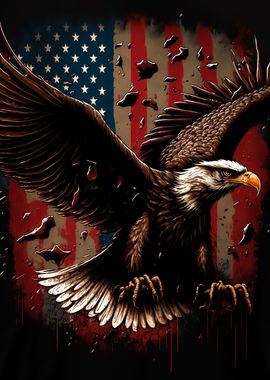 Eagle American Flag' Poster, picture, metal print, paint by Chloe Connelly