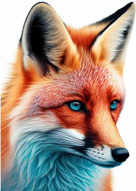 Fox Colorful Animal Face