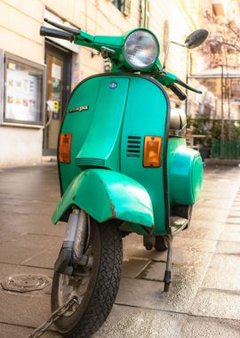 Green retro Italian Vespa