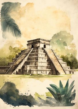 Chichen Itza Watercolor